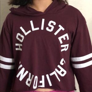 Cropped Maroon loose hollister hoodie